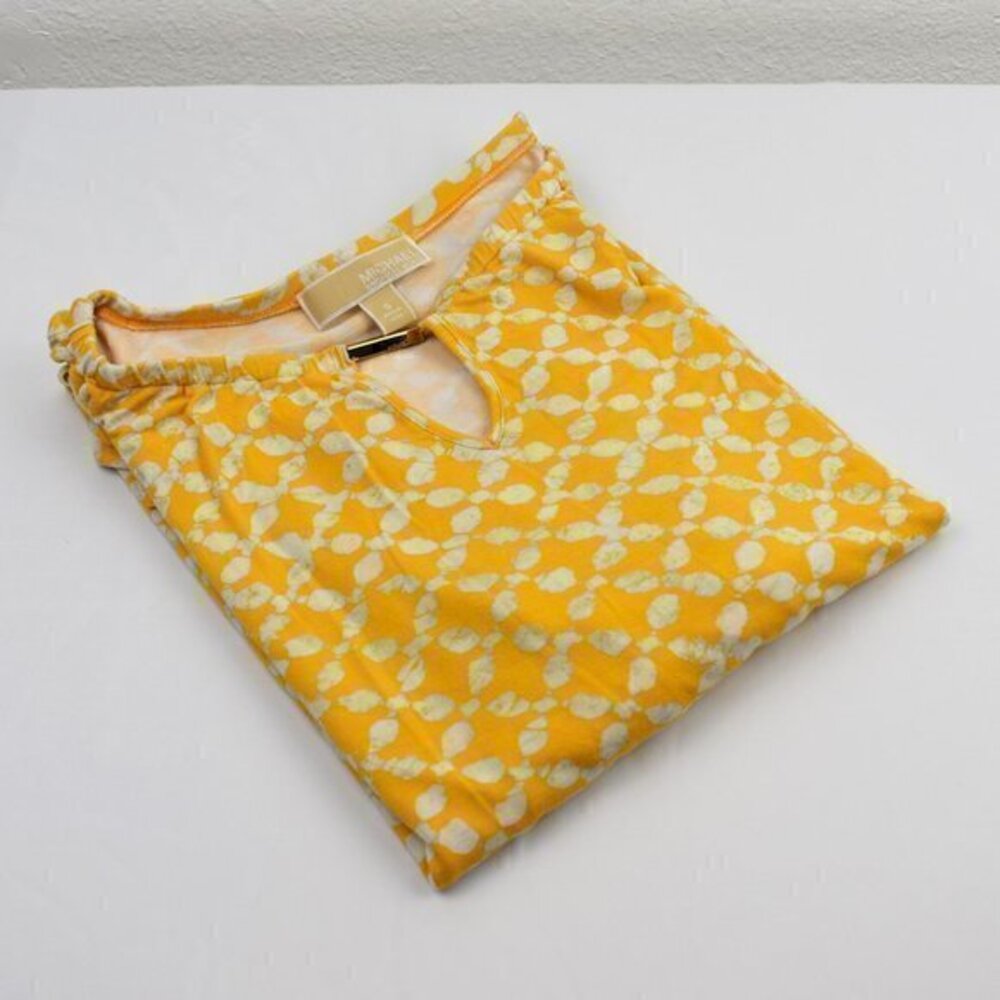 Michael Michael‎ Kors 3/4 Sleeve Top Size Small Color Yellow/White Gently Used